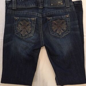 Jolt denim skinny jeans with rhinestone pockets